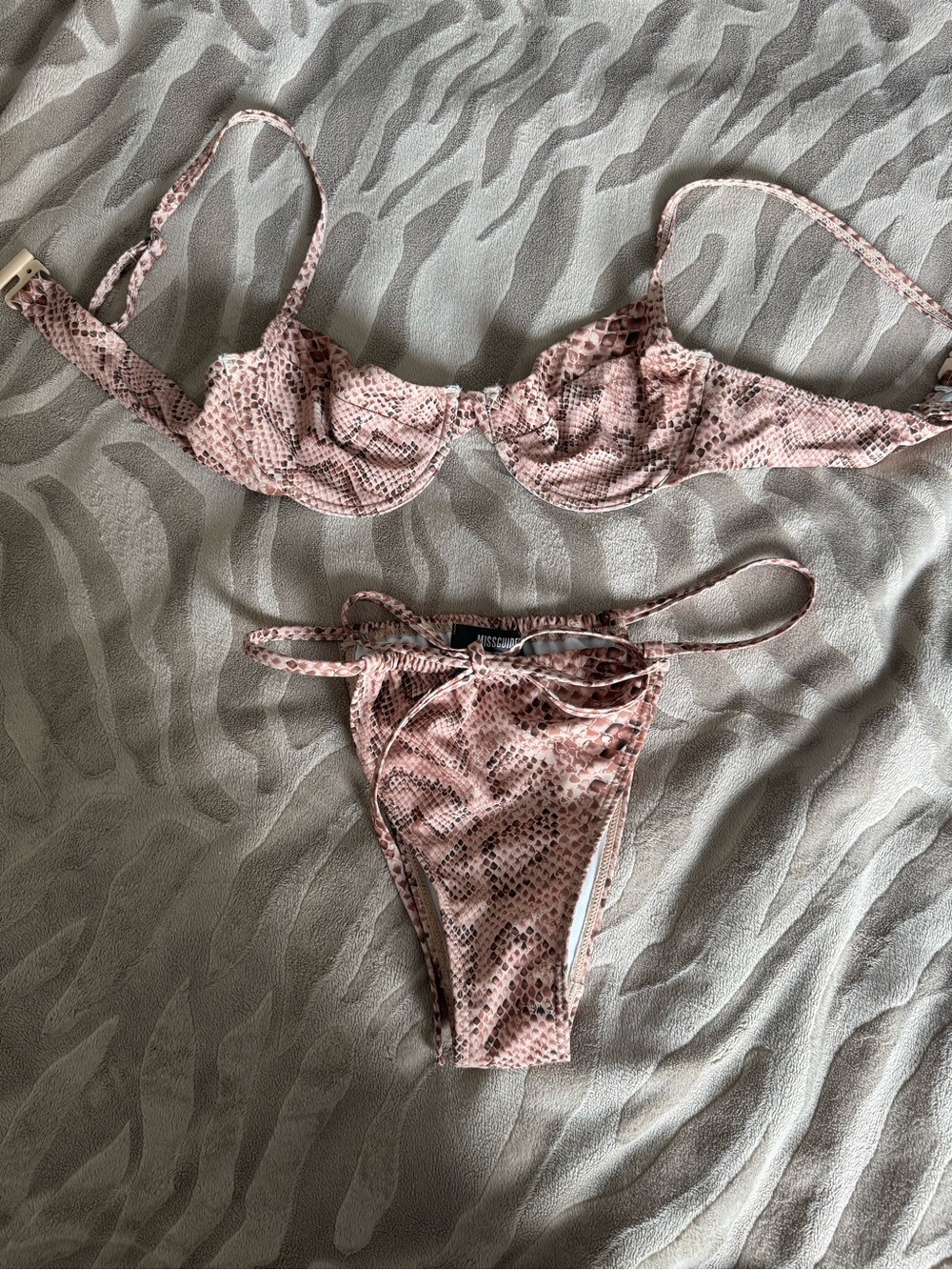 Missguided Pink Snake-Print Underwire Bikini Set
